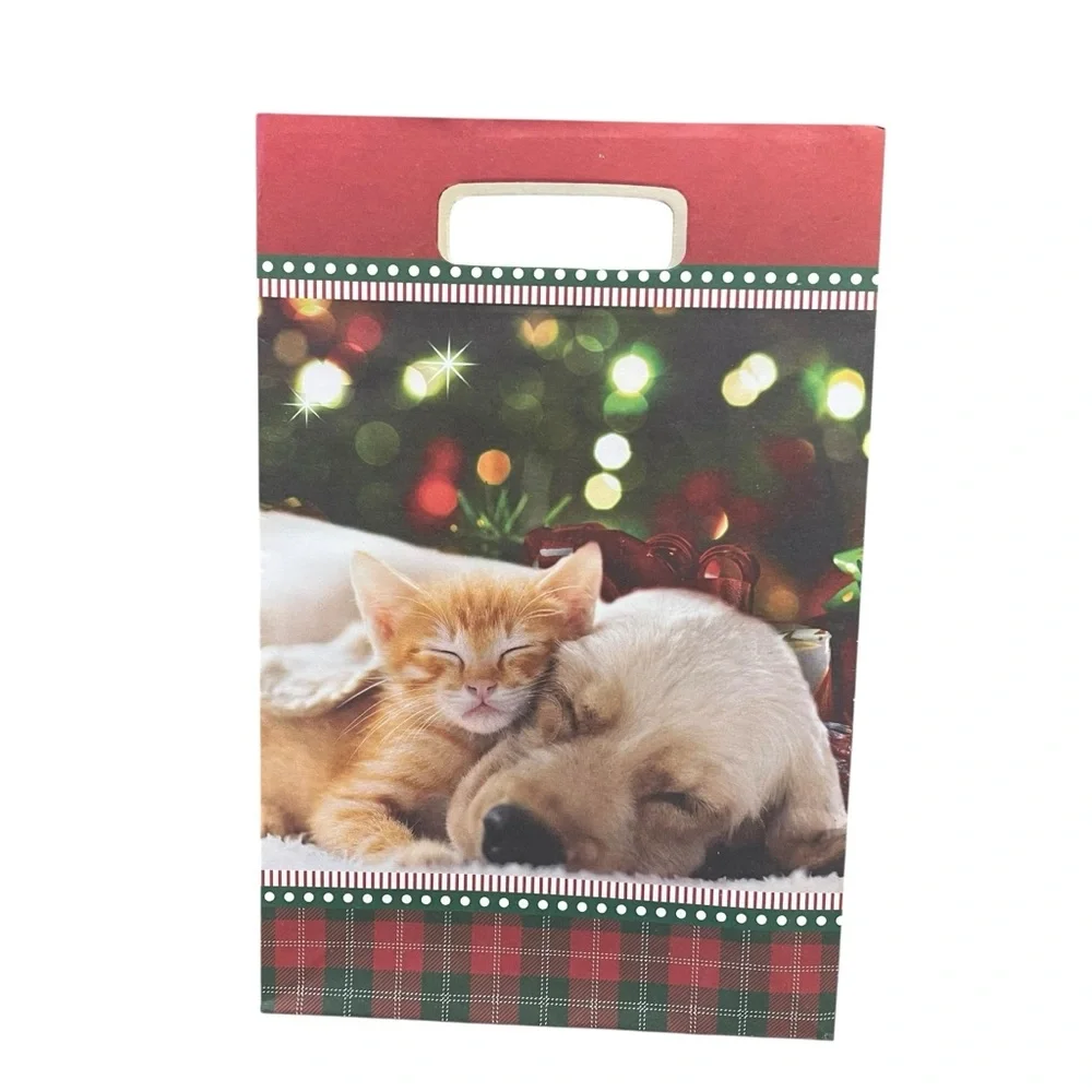 Assorted Small Holiday Themed Paper Gift Bags Animals Birds Santa Bundle of Six